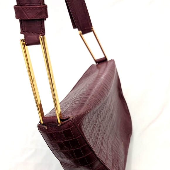 DeMellier Burgundy Croc Effect Bergen Bag - Picture 16 of 16